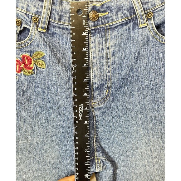 Crazy Horse Womens 12 Embroidered Floral Blue‎ Denim Jeans - Picture 4 of 11